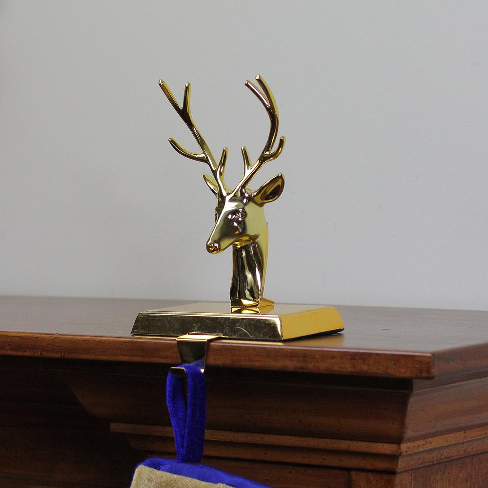 8"shiny Gold Metal Deer Christmas Stocking Holder". Picture 3
