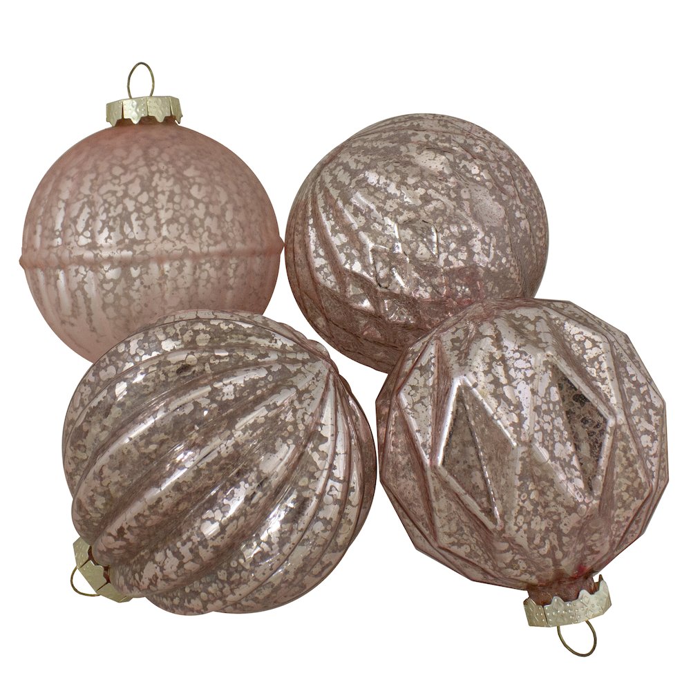 Set of 12 Blush Pink Finial and Glass Ball Christmas Ornaments. Picture 3