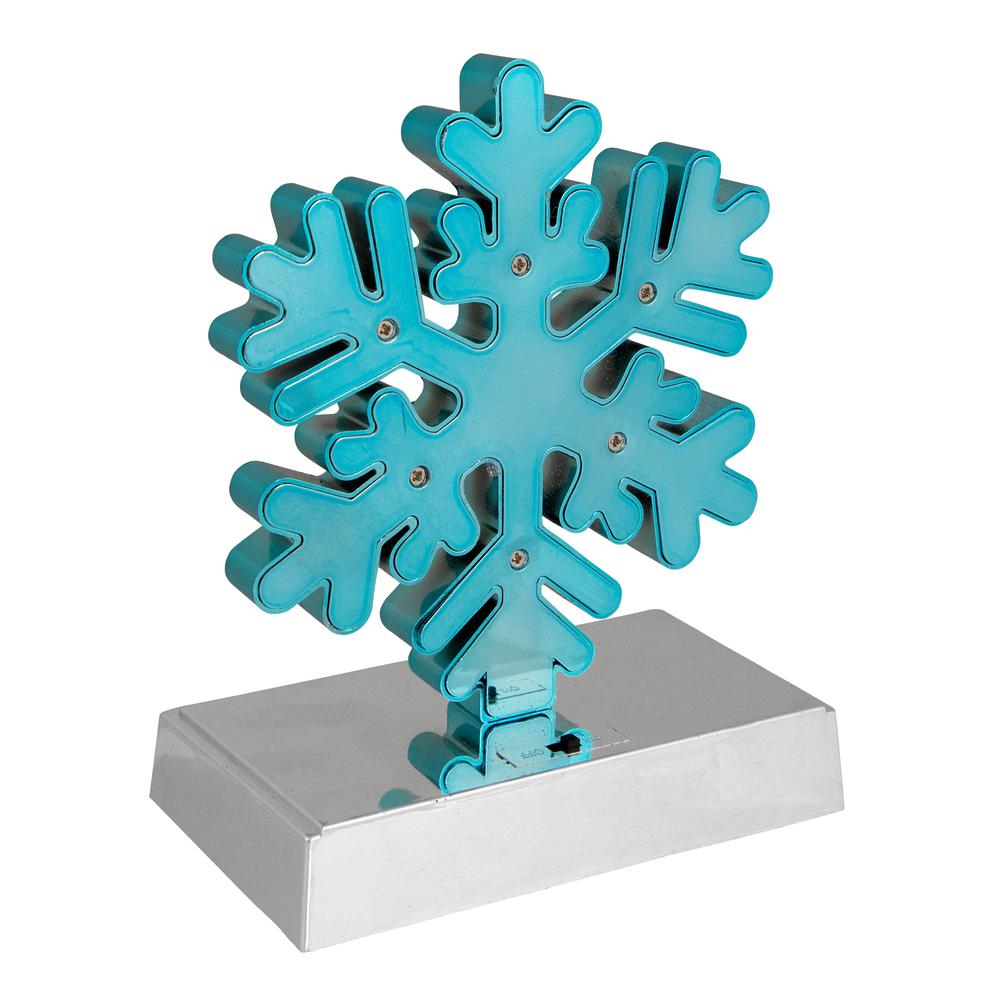 Blue and Silver LED Lighted Snowflake Christmas Stocking Holder 7". Picture 5