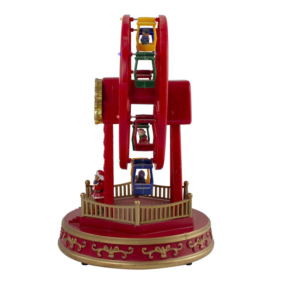 11.25" Red and Gold LED Lighted and Musical Rotating Christmas Ferris Wheel. Picture 4