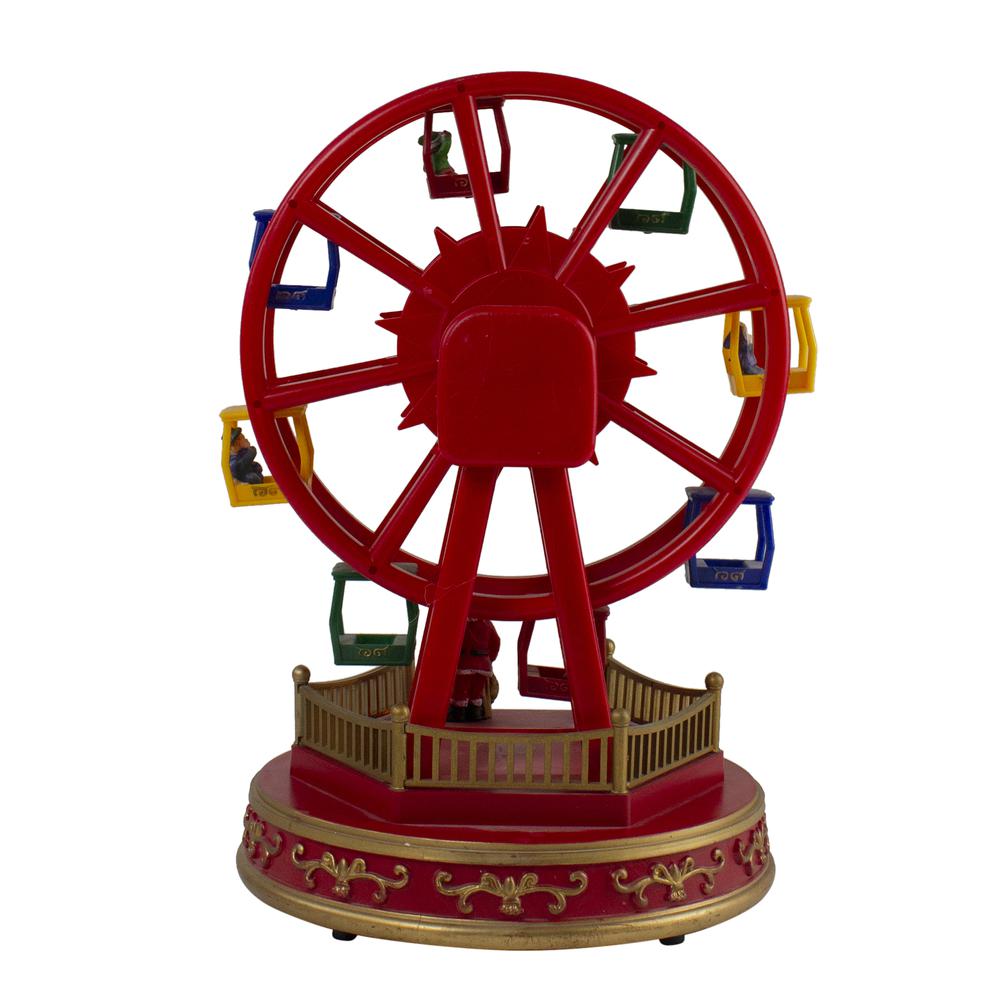 11.25" Red and Gold LED Lighted and Musical Rotating Christmas Ferris Wheel. Picture 5