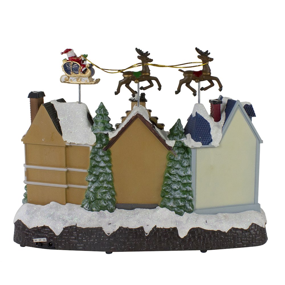 LED Lighted and Animated Christmas Village with Flying Sleigh Decoration - 16". Picture 5