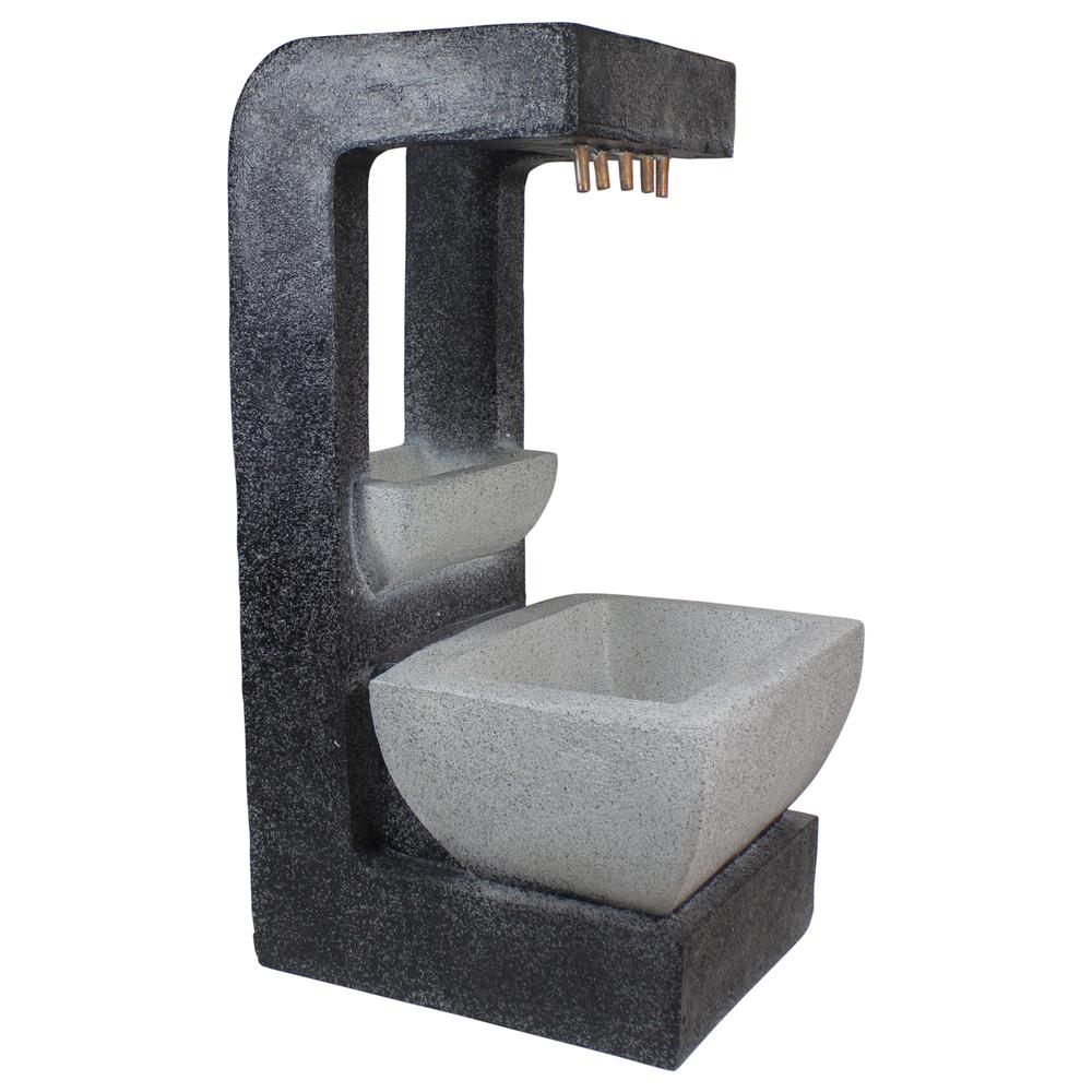 26" LED Lighted Rainfall Outdoor Water Fountain with Planter. Picture 2