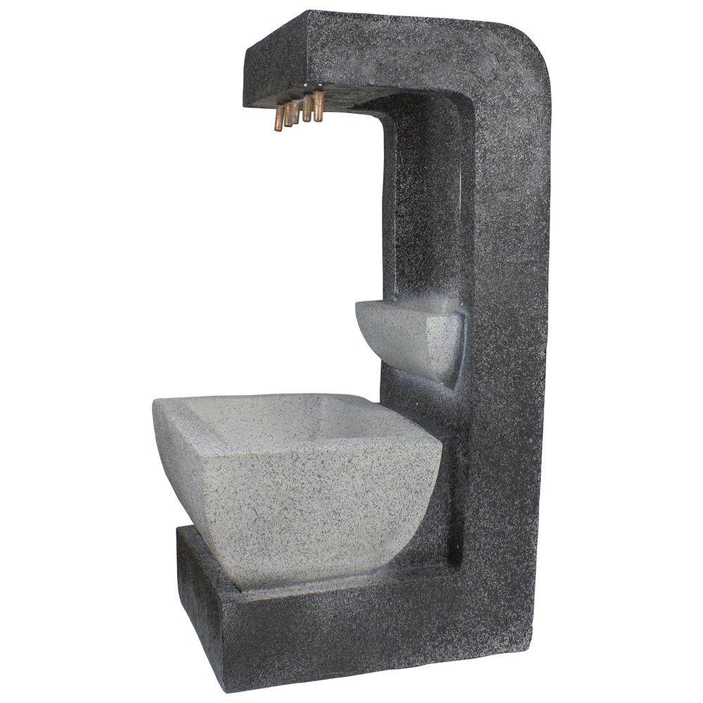 26" LED Lighted Rainfall Outdoor Water Fountain with Planter. Picture 3