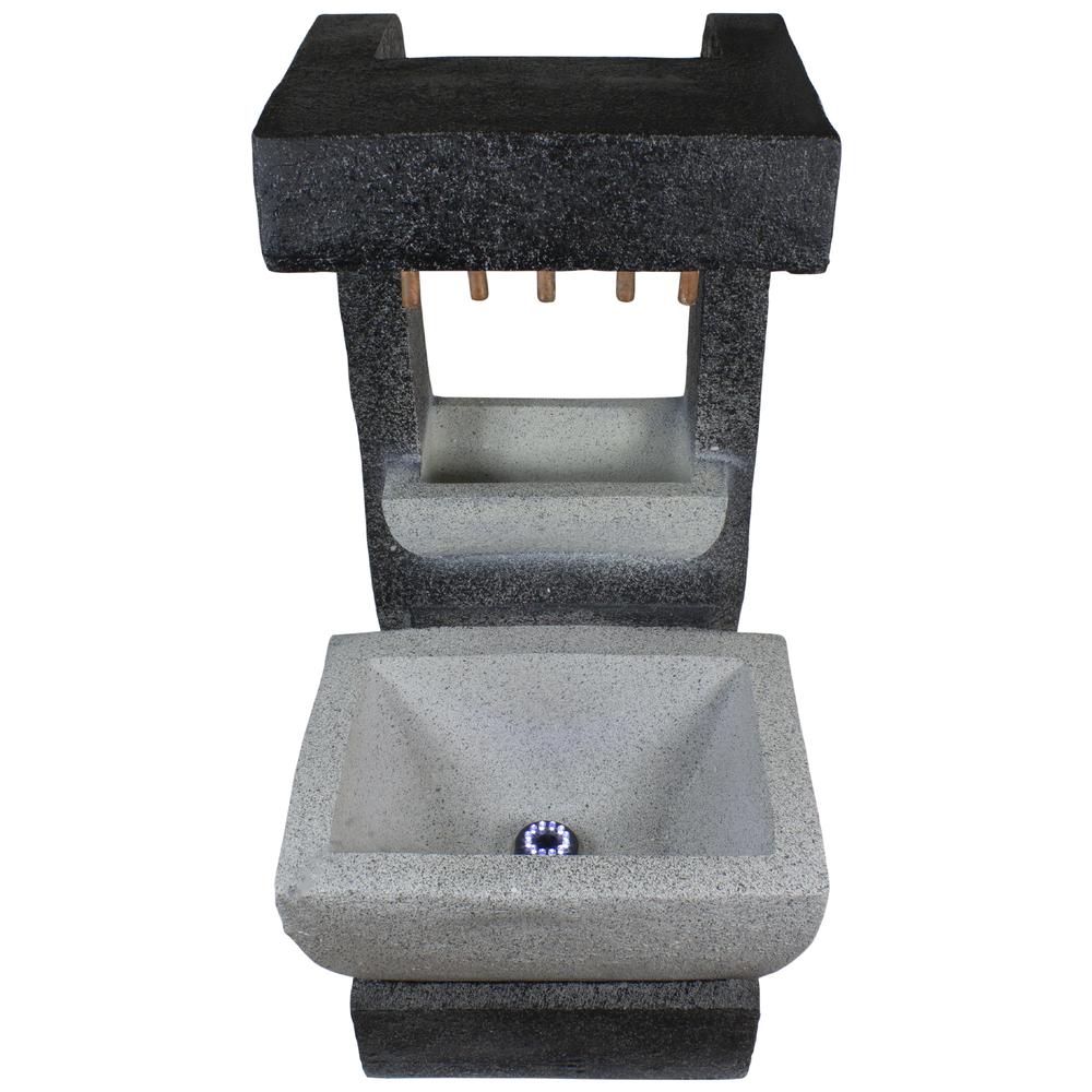 26" LED Lighted Rainfall Outdoor Water Fountain with Planter. Picture 4