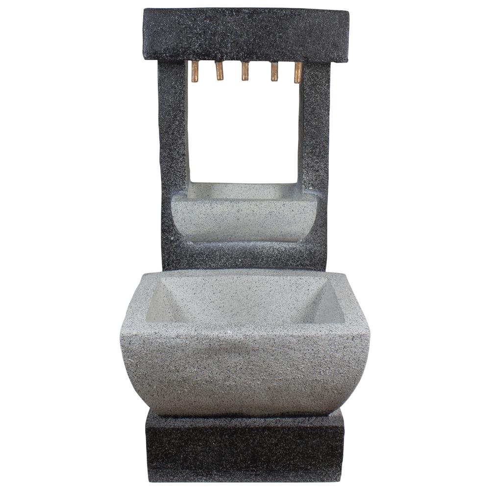 26" LED Lighted Rainfall Outdoor Water Fountain with Planter. Picture 5