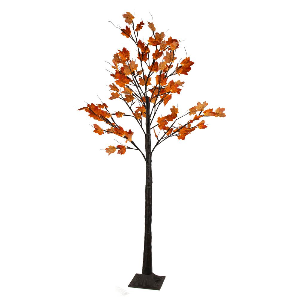 6' LED Lighted Autumn Harvest Maple Leaf Tree - Warm White Lights. Picture 1