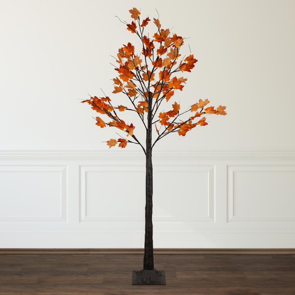 6' LED Lighted Autumn Harvest Maple Leaf Tree - Warm White Lights. Picture 2