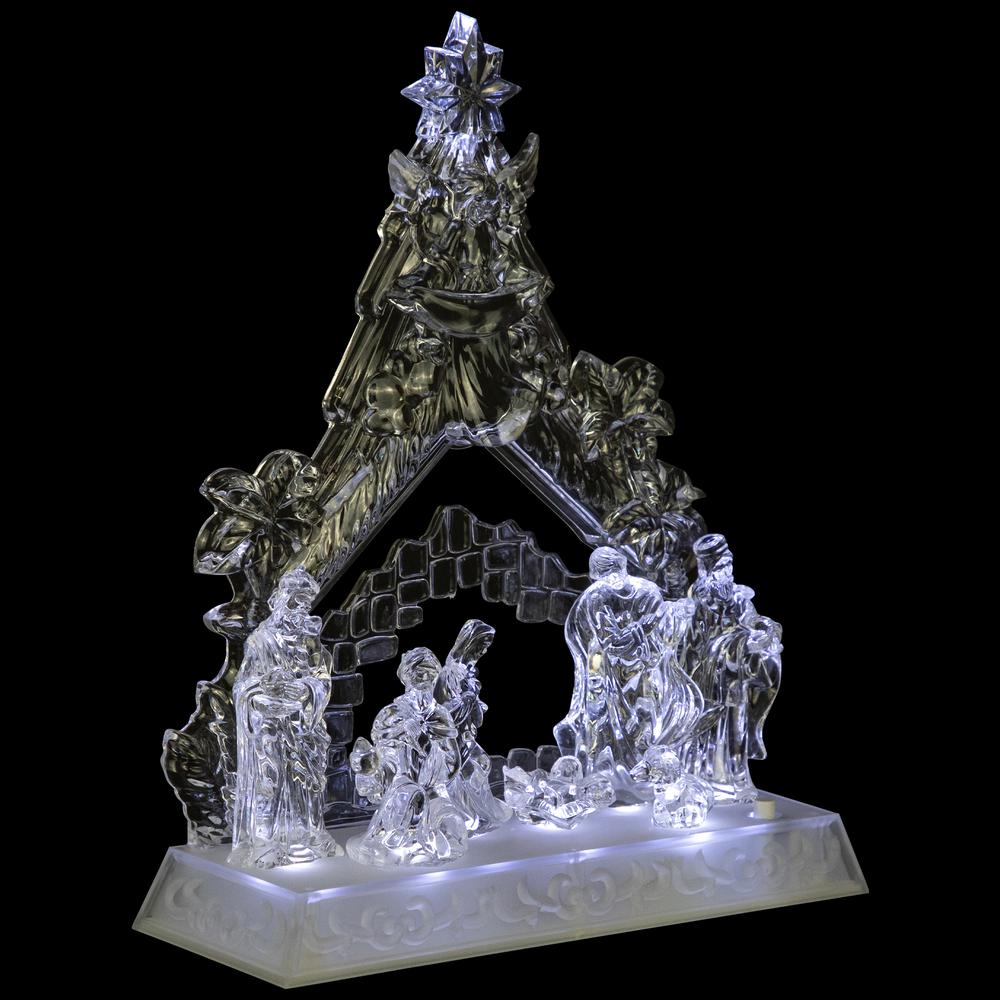 12" LED Lighted Nativity Scene in Stable Acrylic Christmas Decoration. Picture 4