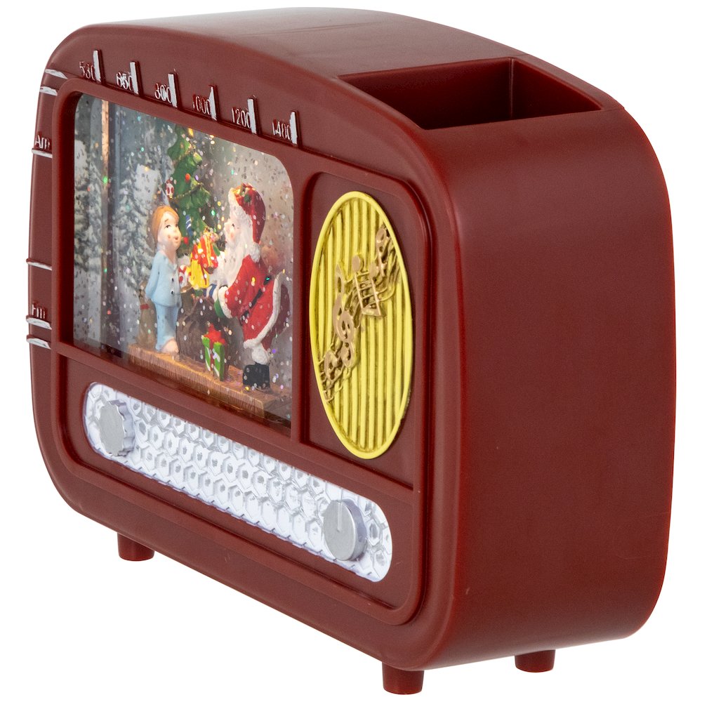 LED Lighted "Santa Sighting" Retro Radio Christmas Snow Globe - 8.75". Picture 4