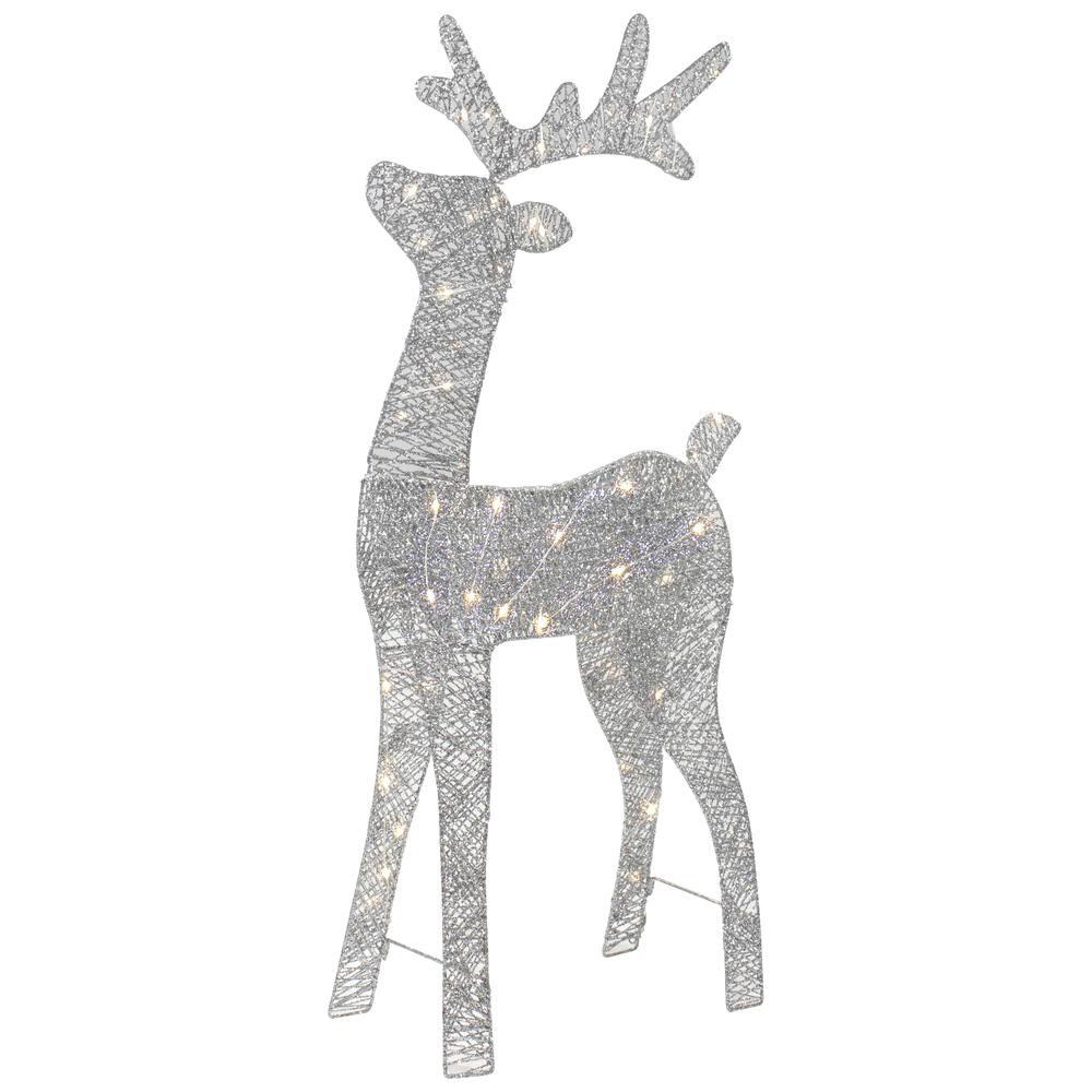 39.5" LED Lighted Silver Glitter Reindeer Outdoor Christmas Decoration. Picture 4