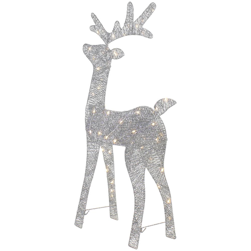 39.5" LED Lighted Silver Glitter Reindeer Outdoor Christmas Decoration. Picture 5