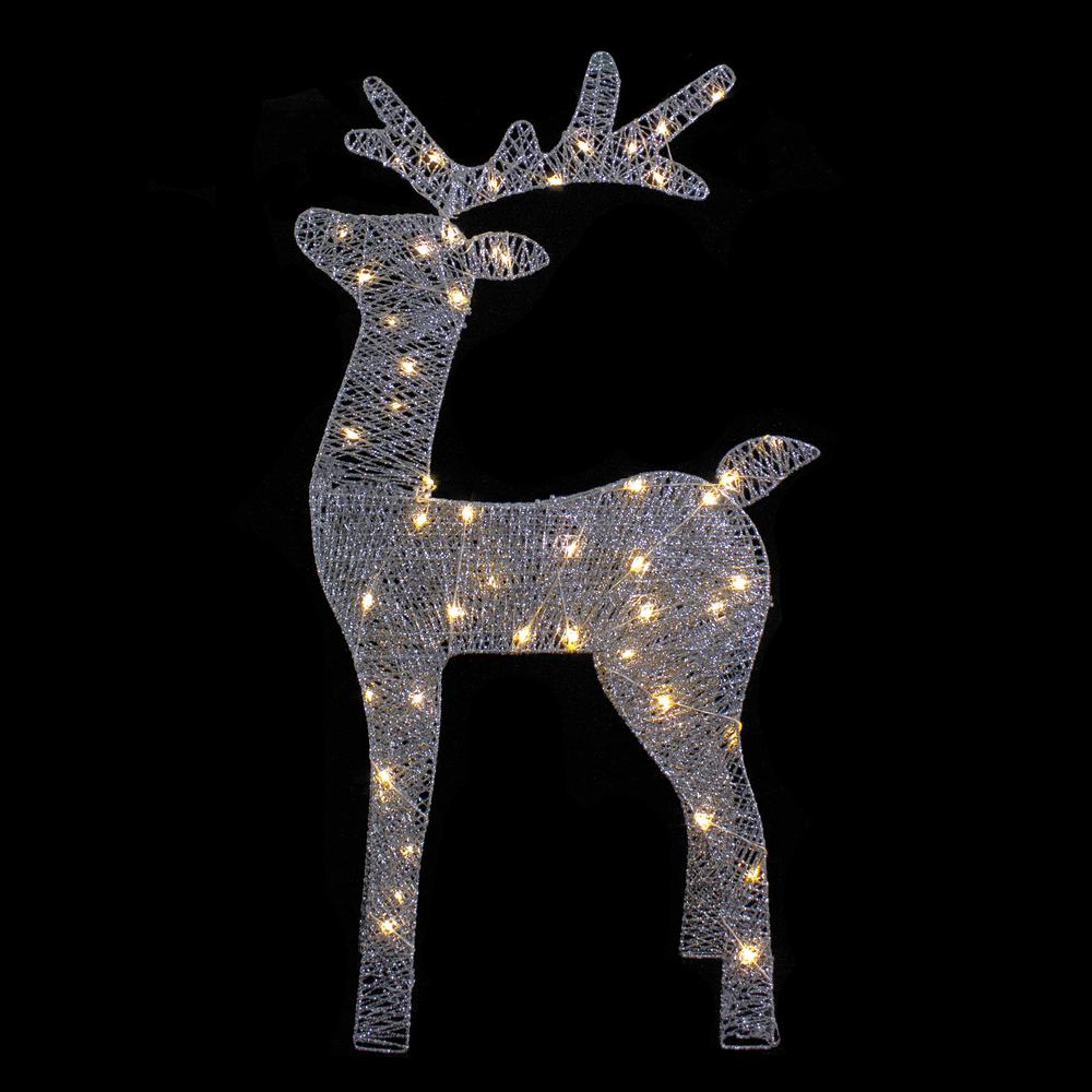 39.5" LED Lighted Silver Glitter Reindeer Outdoor Christmas Decoration. Picture 3