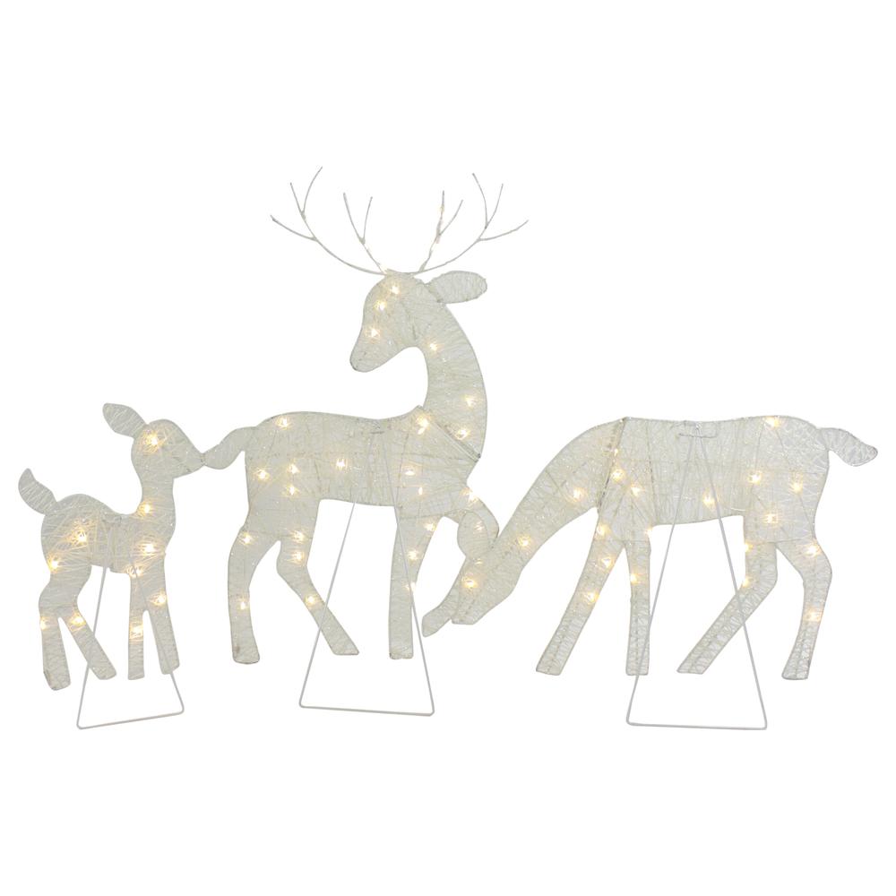 Set of 3 LED Lighted White Reindeer Family Outdoor Christmas Decorations 29". Picture 4
