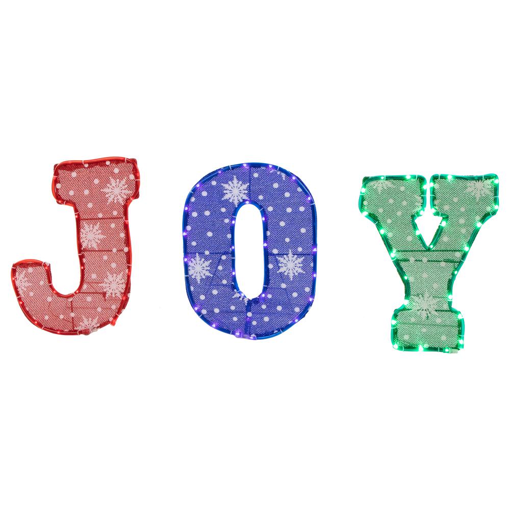 14" LED Lighted Traditional Colored 'Joy' Outdoor Christmas Decoration. Picture 1