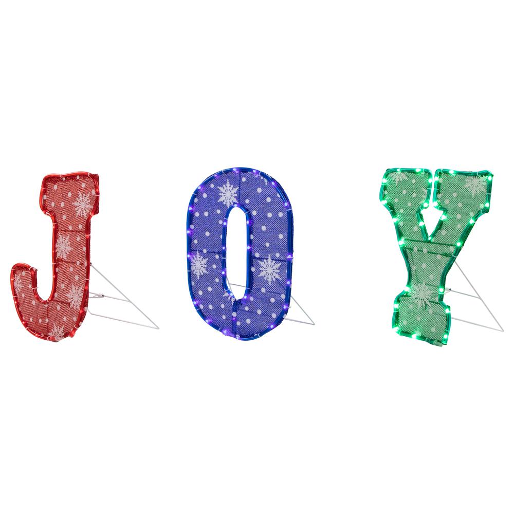 14" LED Lighted Traditional Colored 'Joy' Outdoor Christmas Decoration. Picture 3