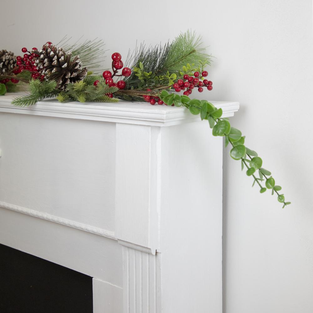 5' x 10" Berry Pine and Eucalyptus Artificial Christmas Garland - Unlit. Picture 2