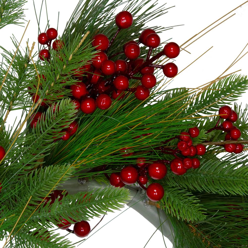 24-Inch Mixed Pine and Red Berry Artificial Christmas Wreath - Unlit. Picture 2