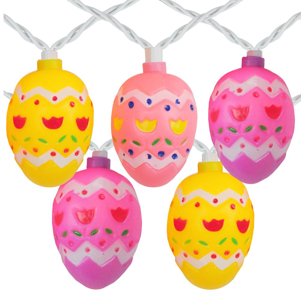 10-Count Pastel Multi-Color Easter Egg String Light Set, 7.25ft White Wire. Picture 1