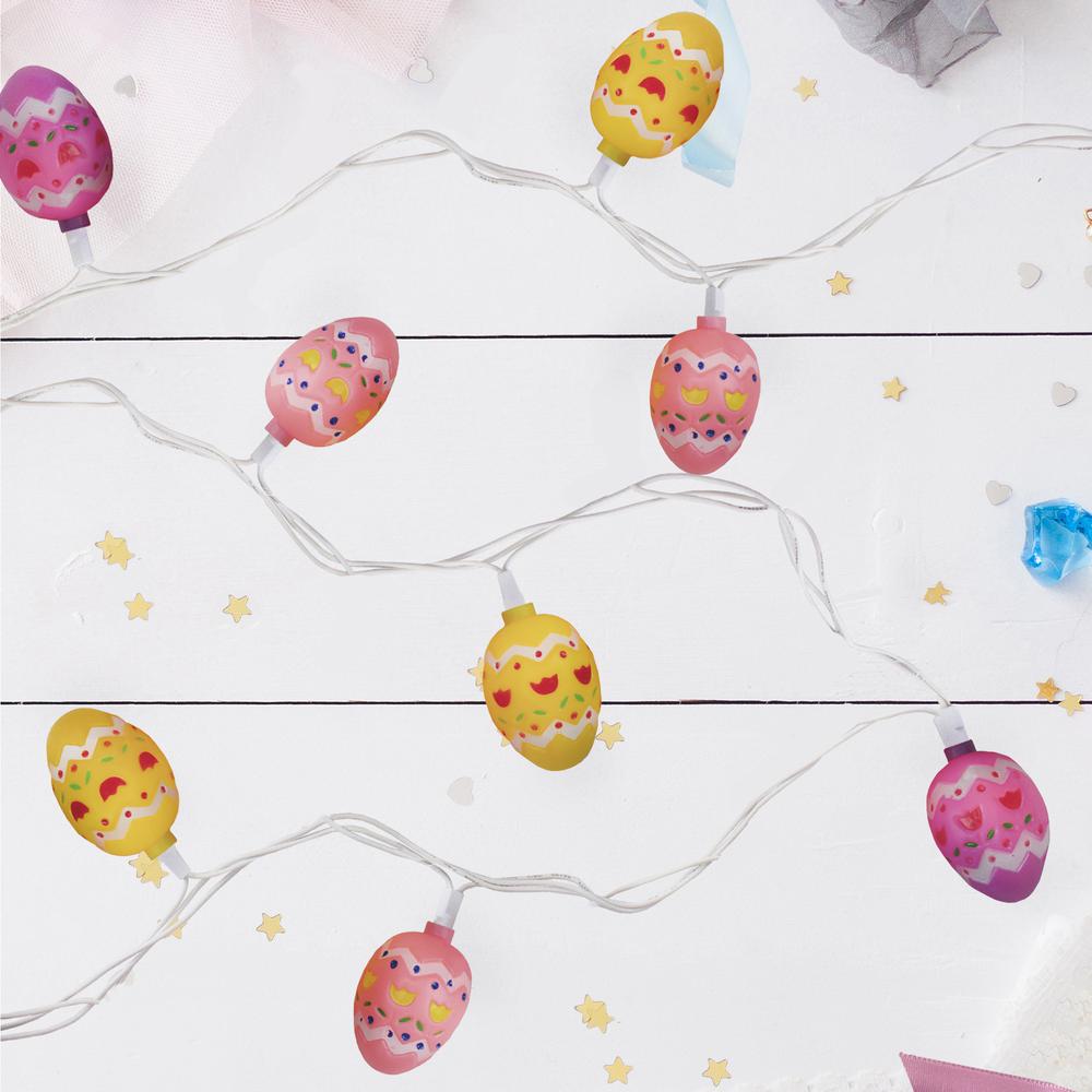 10-Count Pastel Multi-Color Easter Egg String Light Set, 7.25ft White Wire. Picture 2