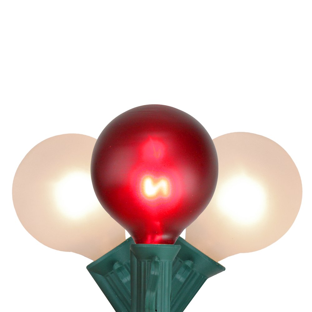 10-Count Red and White G50 Globe Christmas Light Set  9ft Green Wire. Picture 1