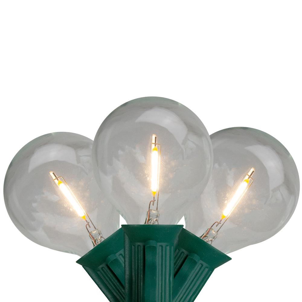 10ct Warm White LED G50 Globe Patio Lights  10ft Green Wire. Picture 1