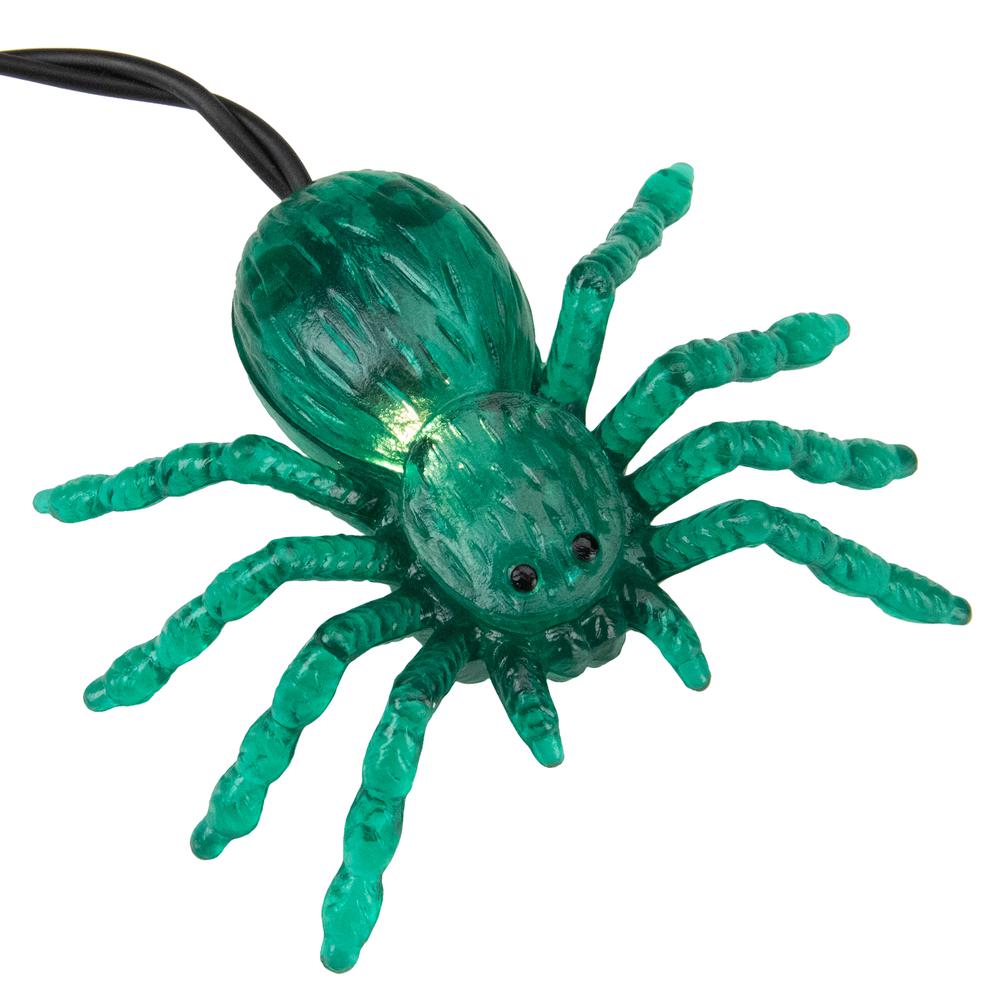 35ct Green Spider Halloween Icicle Lights- 3ft Black Wire. Picture 2