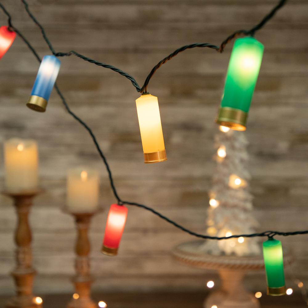 10ct Multi-Color Shotgun Shell Novelty Christmas Light Set  Clear Lights. Picture 2