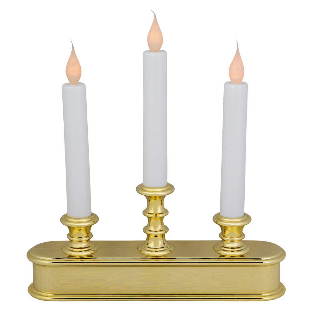 10" Pre-Lit LED White Lighted 3ct Candolier Christmas Candle Lamp. Picture 1