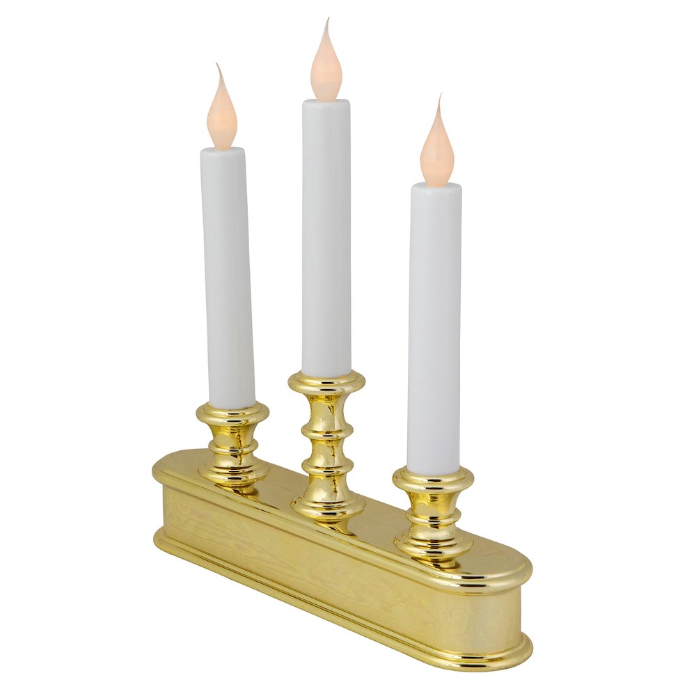 10" Pre-Lit LED White Lighted 3ct Candolier Christmas Candle Lamp. Picture 4