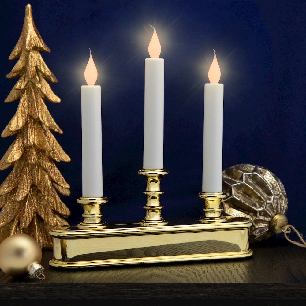 10" Pre-Lit LED White Lighted 3ct Candolier Christmas Candle Lamp. Picture 2