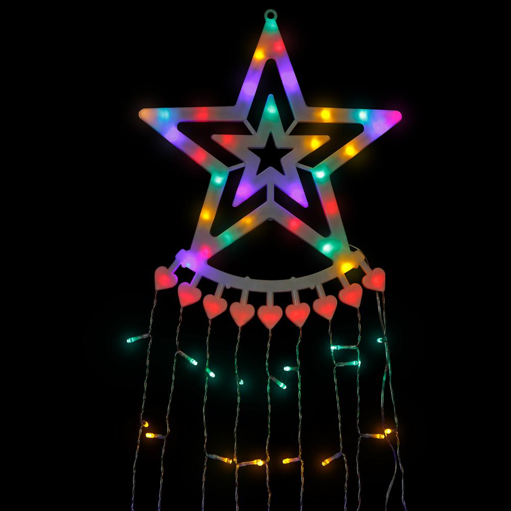 12.5' Multicolor LED Waterfall Light Tree Topper Outdoor Christmas Decor. Picture 3