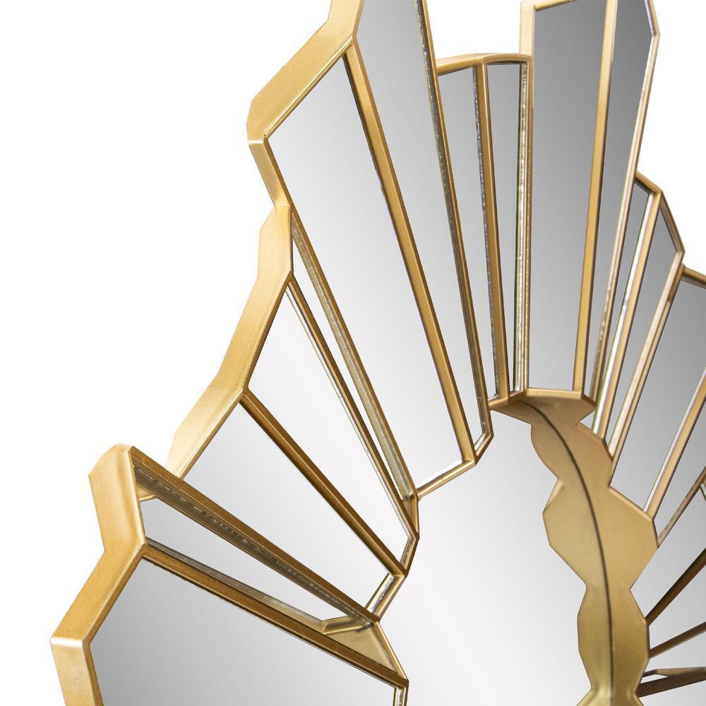 25" Gold and Silver Sunburst Wave Round Mirror Wall Decor. Picture 3
