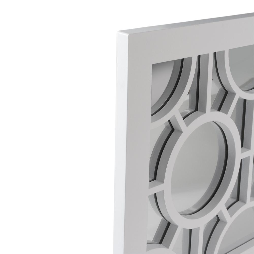 25.5" White Framed Rectangular Geometric Mirror Wall Decor. Picture 3