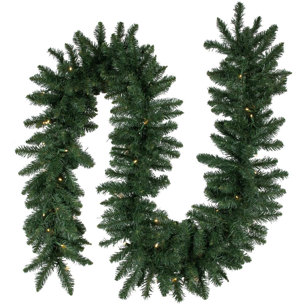 9' x 12" Buffalo Fir Artificial Christmas Garland - Warm White LED Lights. Picture 1