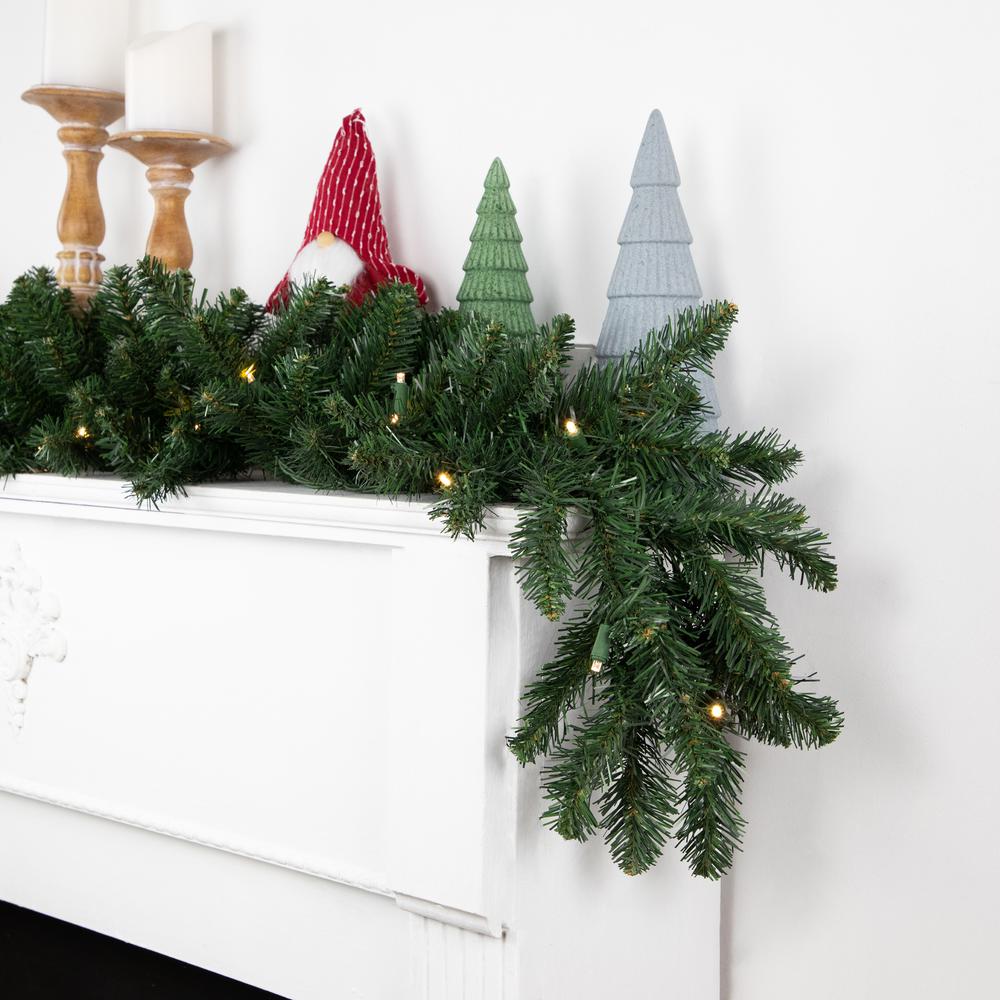 9' x 12" Buffalo Fir Artificial Christmas Garland - Warm White LED Lights. Picture 3