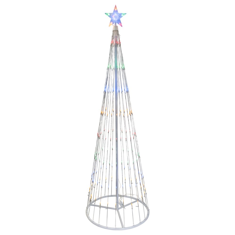 6' Multi-Color LED Lighted Show Cone Christmas Tree Outdoor Decoration. Picture 1