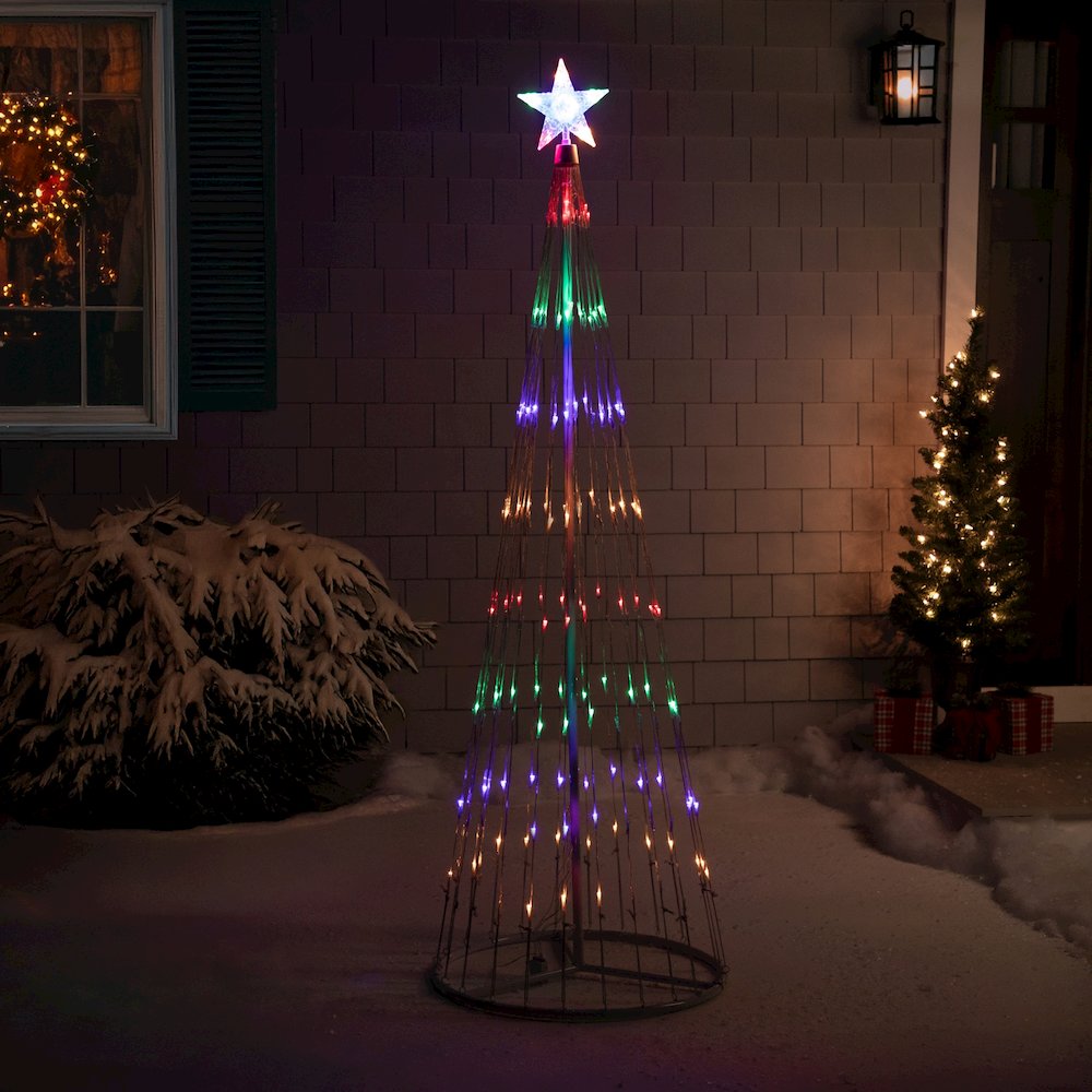 6' Multi-Color LED Lighted Show Cone Christmas Tree Outdoor Decoration. Picture 3