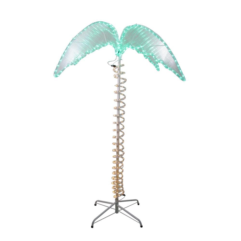 4.5' Green and Tan LED Palm Tree Rope Light Outdoor Decoration. Picture 1