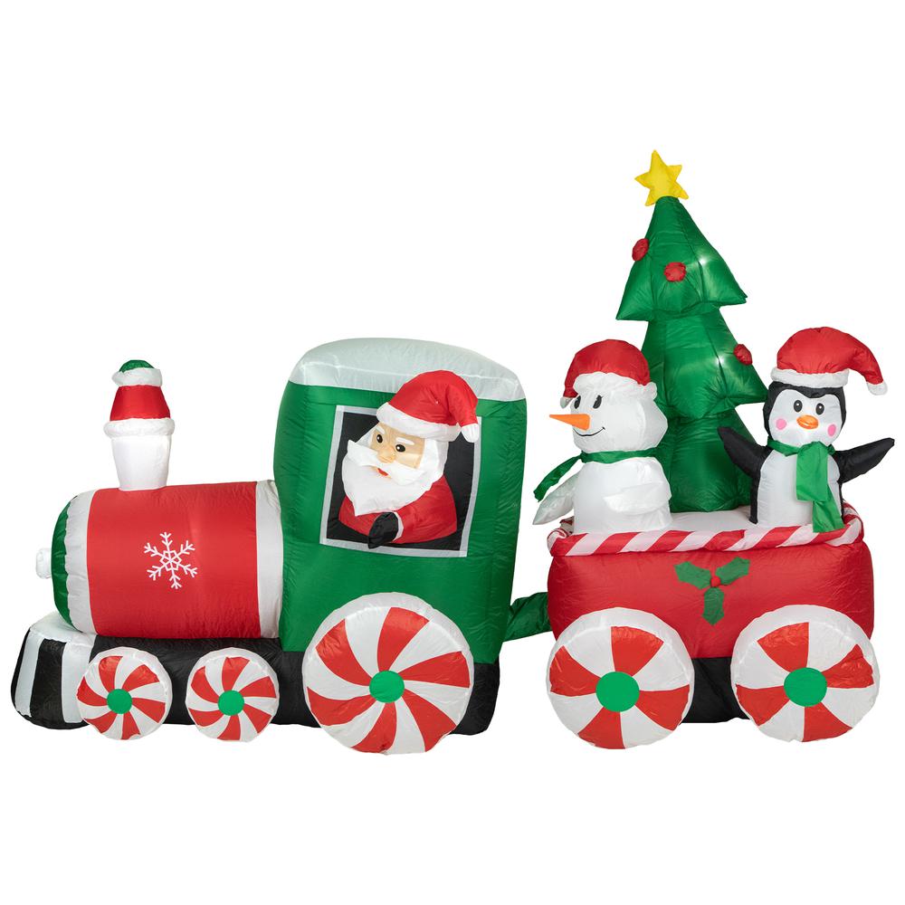 8' Inflatable Train With Santa and Friends Outdoor Christmas Decoration. Picture 1