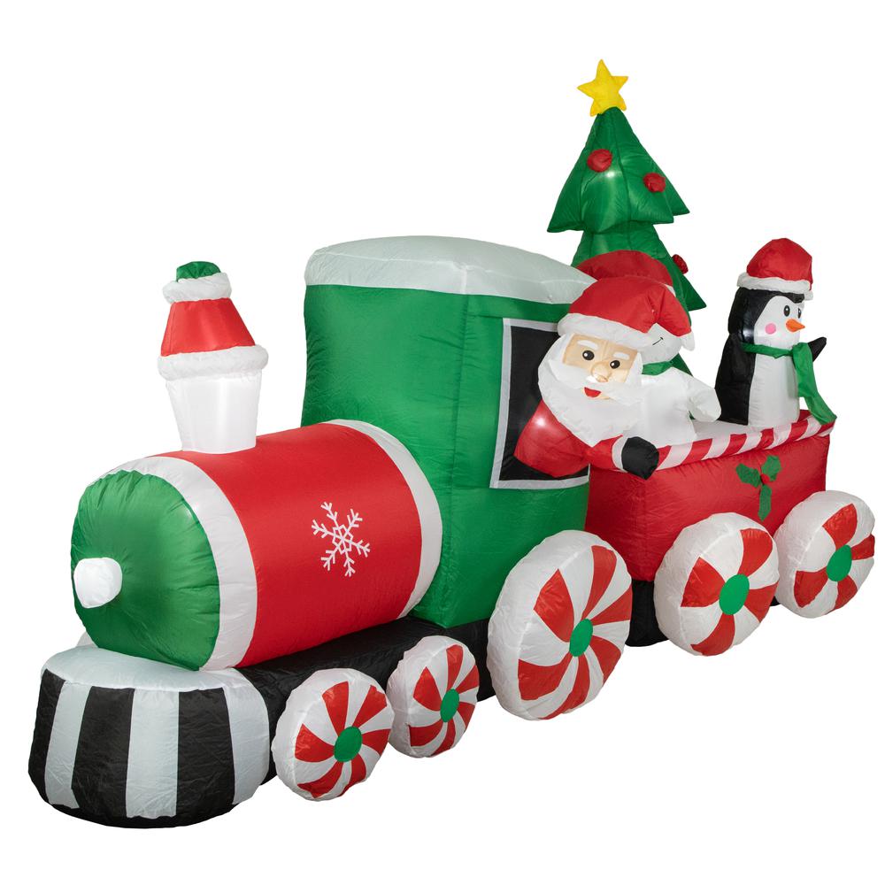 8' Inflatable Train With Santa and Friends Outdoor Christmas Decoration. Picture 2