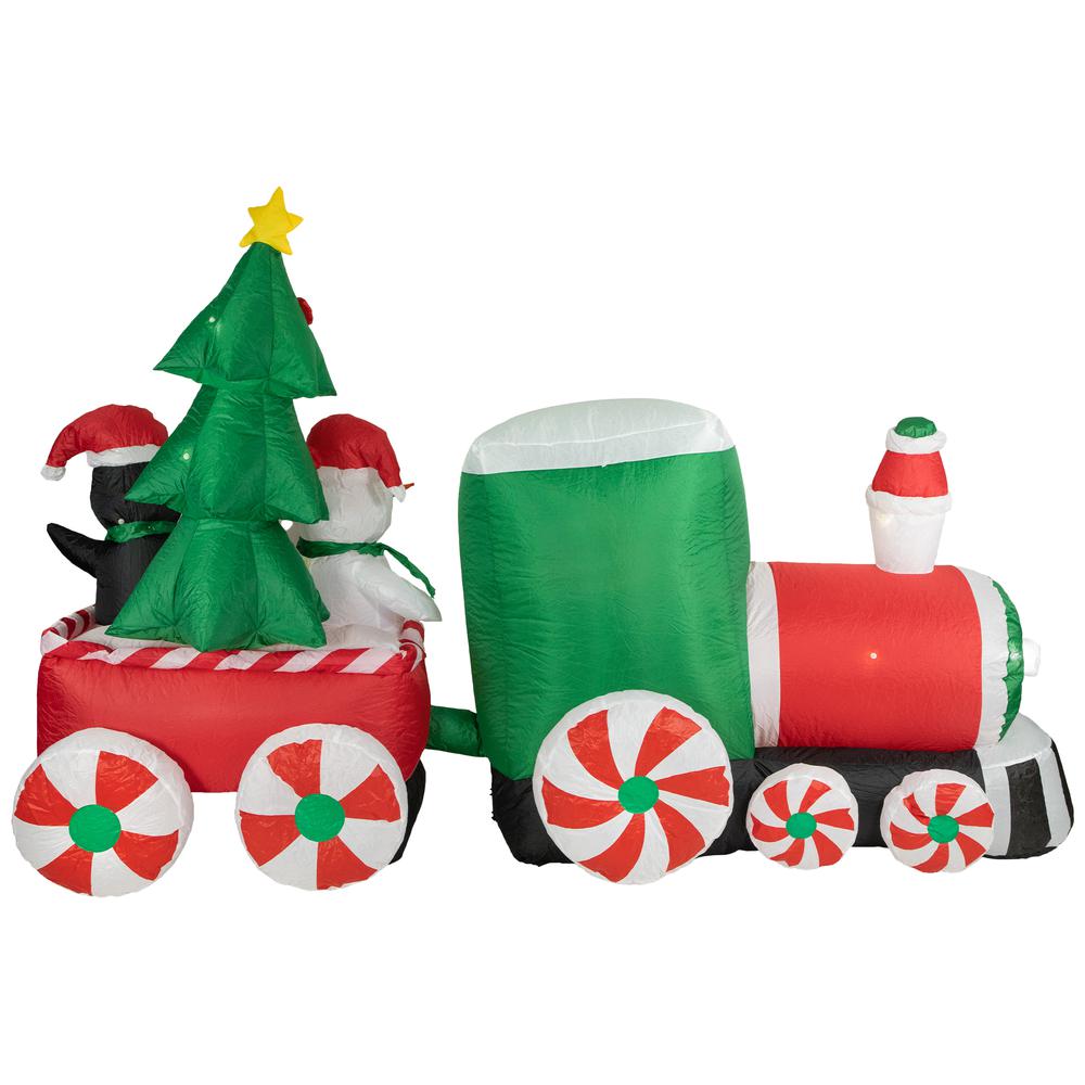 8' Inflatable Train With Santa and Friends Outdoor Christmas Decoration. Picture 3