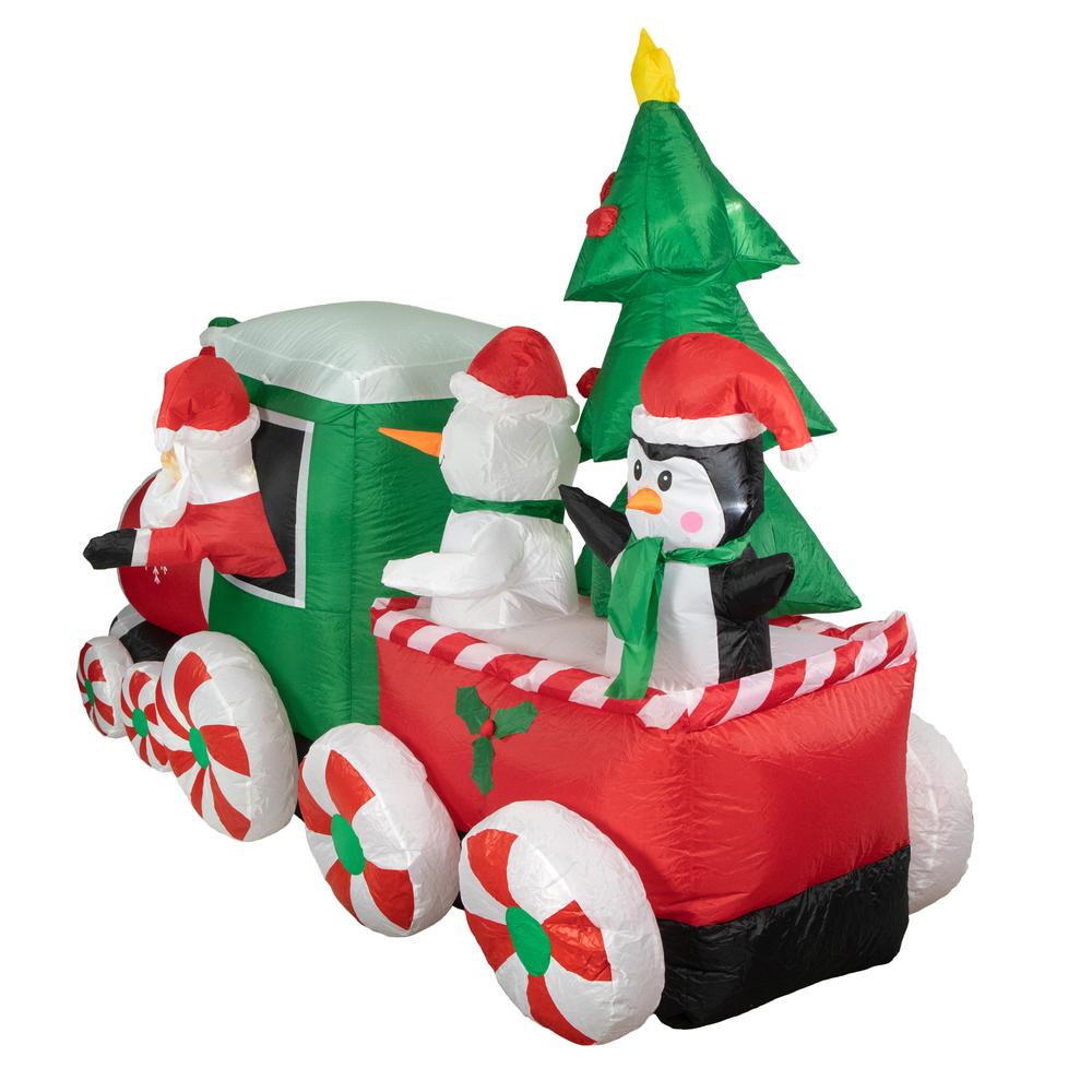 8' Inflatable Train With Santa and Friends Outdoor Christmas Decoration. Picture 4