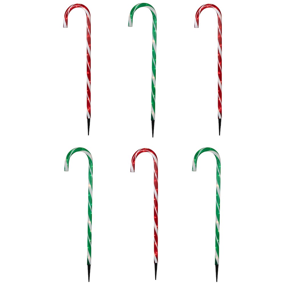 Outdoor Christmas Candy Cane Pathway Markers - 28" - Red/Green - Set of 6. Picture 2