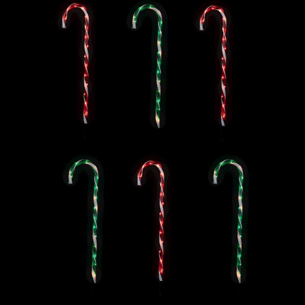 Outdoor Christmas Candy Cane Pathway Markers - 28" - Red/Green - Set of 6. Picture 1