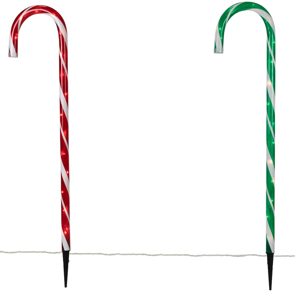 Outdoor Christmas Candy Cane Pathway Markers - 28" - Red/Green - Set of 6. Picture 4