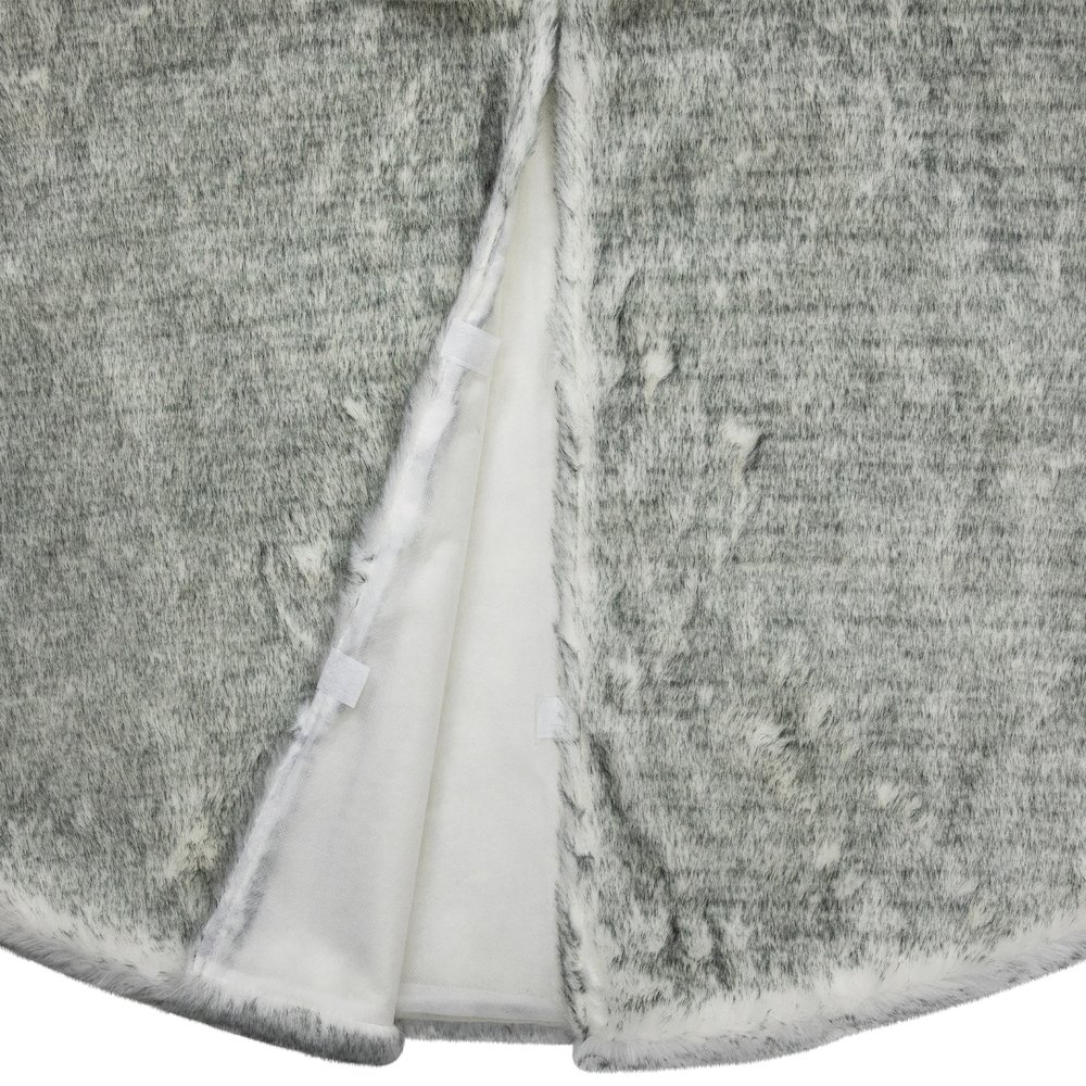 Silver Fox Faux Fur Christmas Tree Skirt - 48". Picture 4