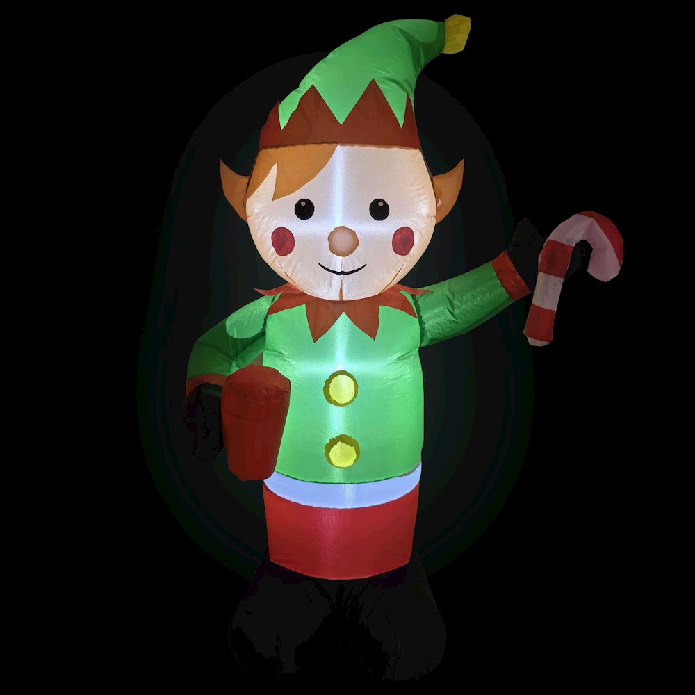 Lighted Inflatable Elf Outdoor Christmas Decoration - 4.25'. Picture 3