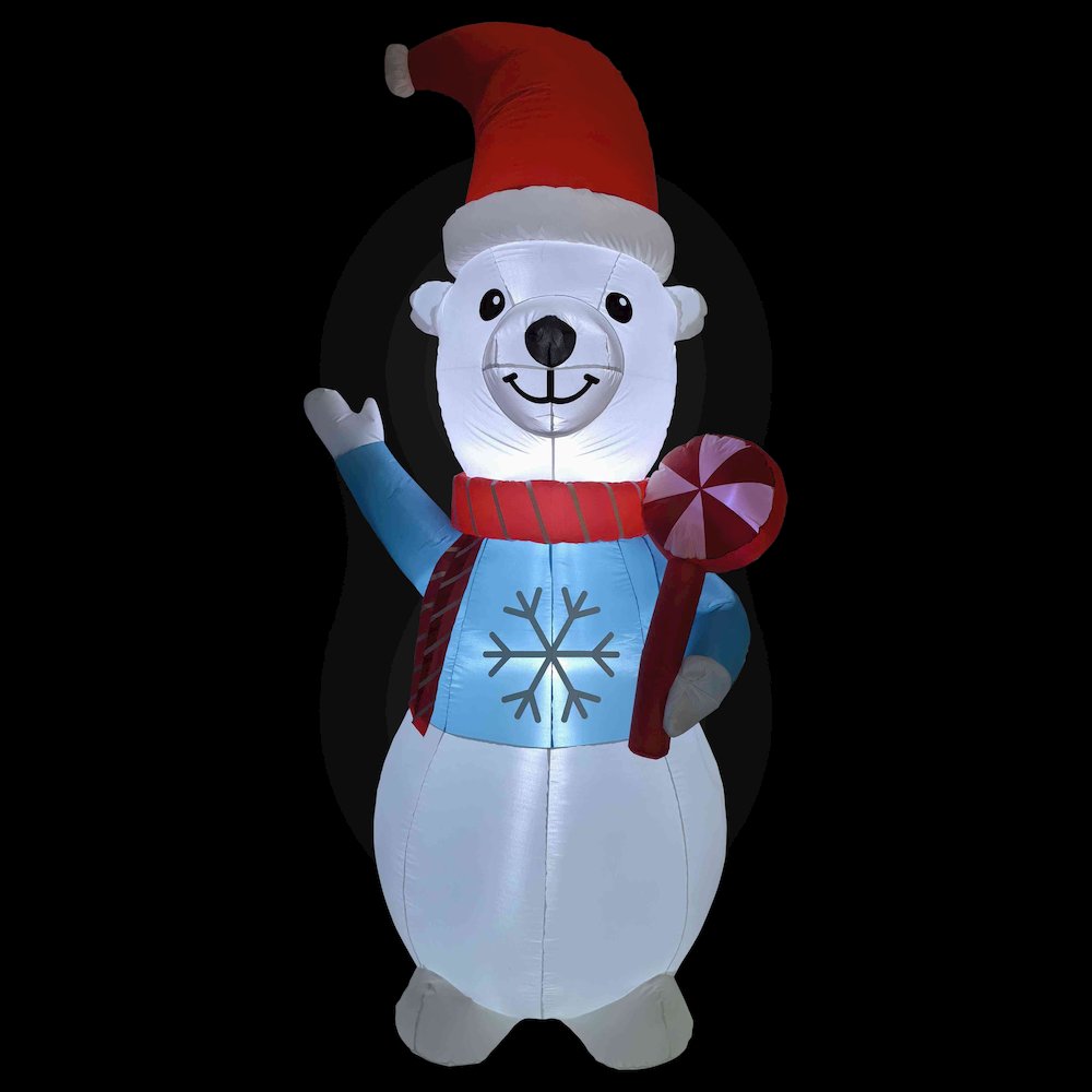 LED Lighted Inflatable Polar Bear Outdoor Christmas Decoration - 8.25'. Picture 3