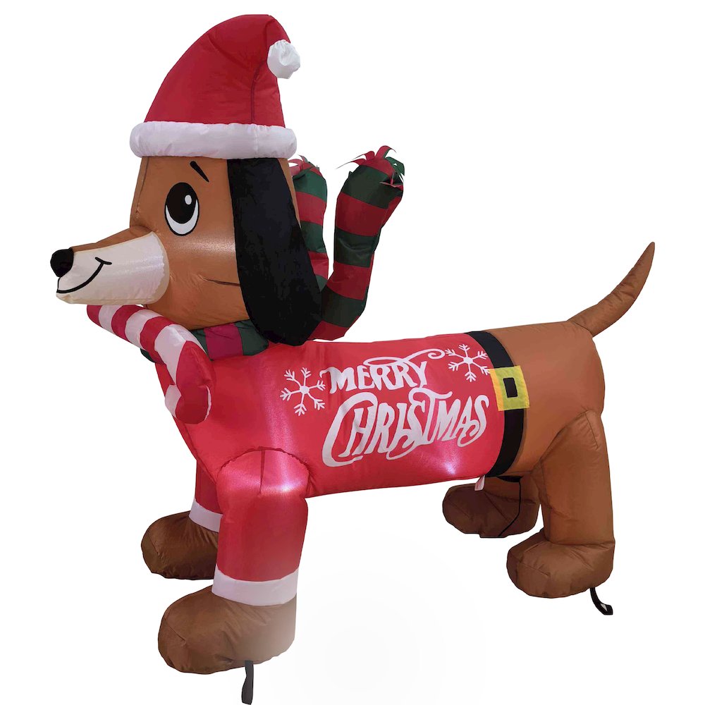 LED Lighted Inflatable Dachshund Dog Outdoor Christmas Decoration - 4.25'. Picture 2